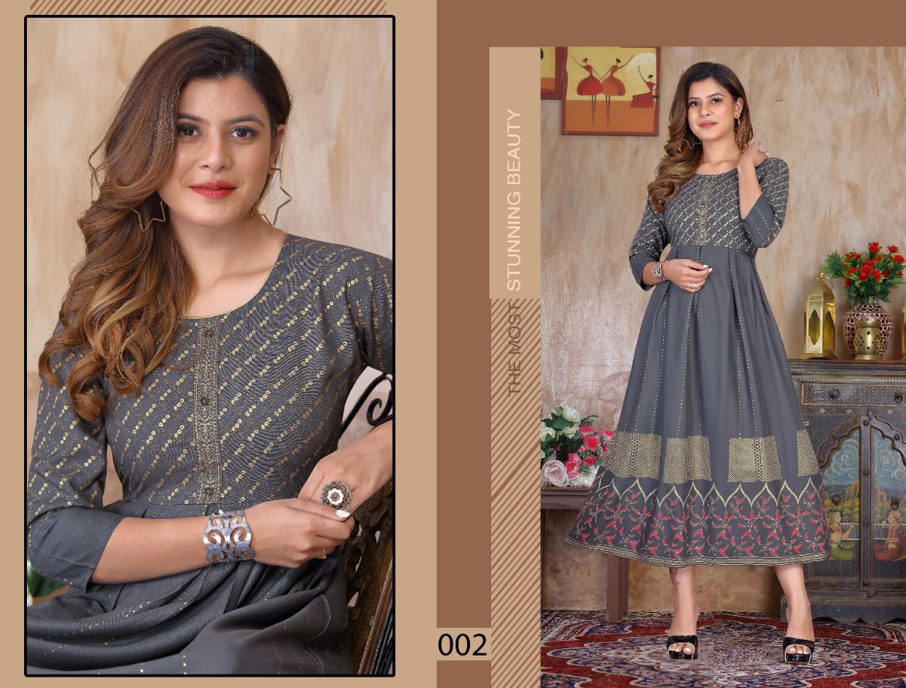 Golden Natural Beauty 1 New Fancy Wear rayon Designer Kurti Collection